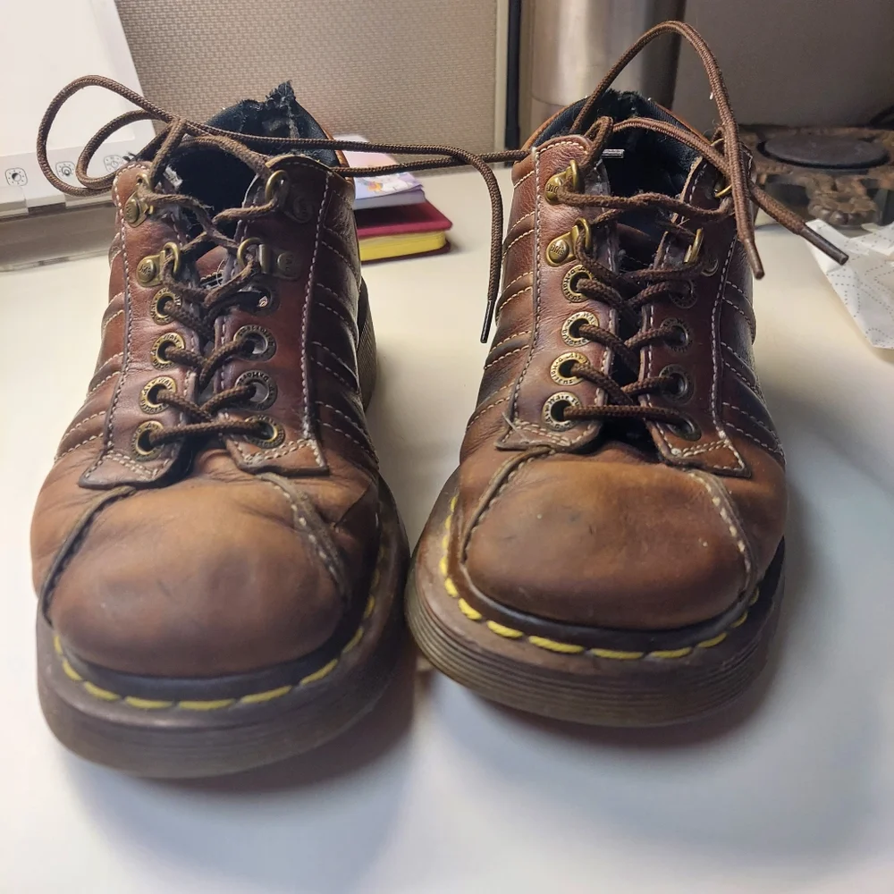 Vintage Dr. Martens Chunky 9764 Oxford Brown Leather Shoes Men's Size 6 Doc - Picture 14 of 14